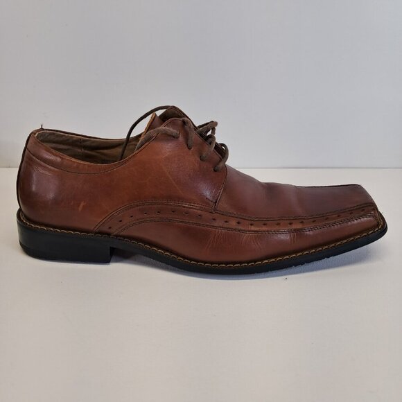 Stacy Adams Dayton Square Toe Lace Up Brown Shoes Size 10 - Picture 8 of 16